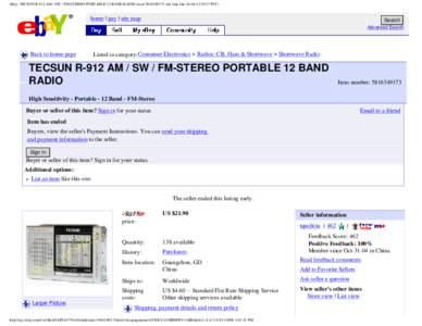 eBay: TECSUN R-912 AM / SW / FM-STEREO PORTABLE 12 BAND RADIO (item[removed]end time Jan[removed]:50:17 PST)