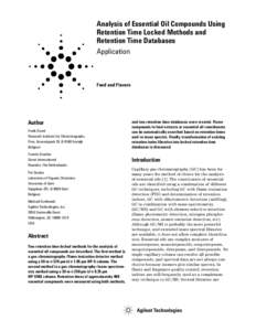 Analysis of Essential Oil Compounds Using Retention Time Locked Methods and Retention Time Databases