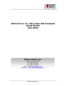 RS9110-N[removed]11bgn Self-Contained WLAN Module Data Sheet Redpine Signals, Inc[removed]N. First Street, #680