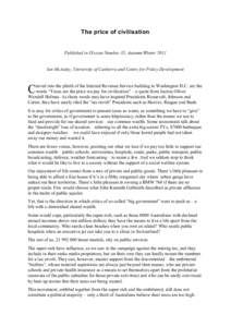 The price of civilisation  Published in D!ssent Number 35, Autumn/Winter 2011 Ian McAuley, University of Canberra and Centre for Policy Development