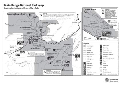 Main Range National Park map Cunninghams Gap and Queen Mary Falls