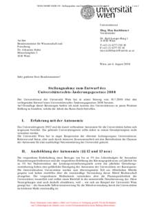 38/SN-206/ME XXIII. GP - Stellungnahme zum Entwurf elektronisch übermittelt  1 von 4 Universitätsrat Mag. Max Kothbauer