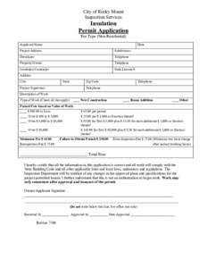 City of Rocky Mount Inspection Services Insulation Permit Application Fee Type (Non-Residential)