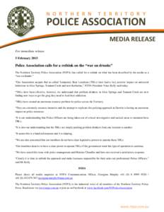 N O R T H E R N  T E R R I T O R Y POLICE ASSOCIATION MEDIA RELEASE