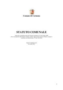 Comune di Cormons  STATUTO COMUNALE