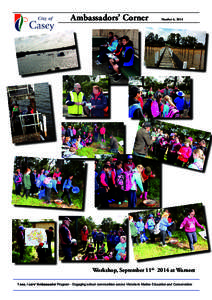 Ambassadors’ Corner  Number 4, 2014 Workshop, September 11th 2014 at Warneet ‘i sea, i care’ Ambassador Program - Engaging school communities across Victoria in Marine Education and Conservation