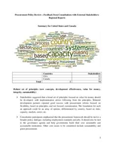 Procurement Policy Review—Feedback from Consultations with External Stakeholders: Regional Reports Summary for United States and Canada  Countries