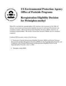 US EPA - Pesticides - Reregistration Eligibility Decision for Pirimiphos-methyl