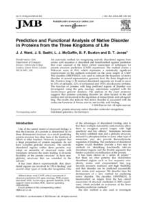 doi:j.jmbJ. Mol. Biol, 635–645 Prediction and Functional Analysis of Native Disorder in Proteins from the Three Kingdoms of Life