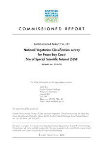 Report No. 141 National Vegetation Classification for Pease Bay Coast Site of Special Scientific Interest (SSSI) (ROAME No. F03LJ08)