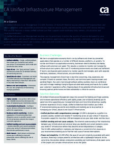DATA SHEET  CA Unified Infrastructure Management At a Glance  CA Unified Infrastructure Management (CA UIM, formerly CA Nimsoft Monitor) equips enterprise IT organizations and
