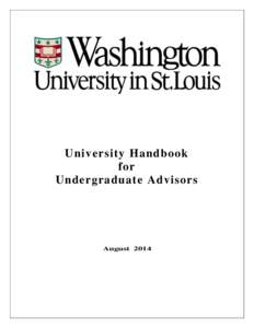 University Handbook for Undergraduate Advisors August 2014