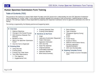 CDC Human Specimen Submission Form Training