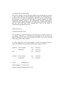 © Commonwealth of Australia 2006 This work is copyright. You may download, display, print and reproduce this material in whole or part, subject to acknowledgement of the source, for your personal, noncommercial use or u