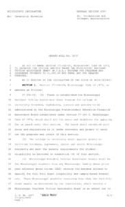 MISSISSIPPI LEGISLATURE  REGULAR SESSION 2007 By: