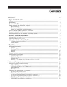 TABLE OF CONTENTS (Rocky Mountain Front Conservation Area Expansion: Environmental Assessment)