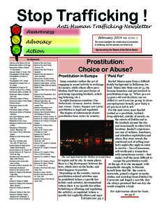 Stop Trafficking ! Awareness Anti Human Trafficking Newsletter  Advocacy