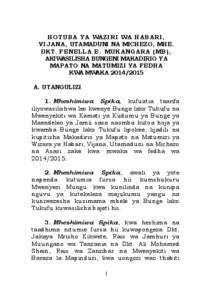 HOTUBA YA WAZIRI WA HABARI, VIJANA, UTAMADUNI NA MICHEZO, MHE. DKT. FENELLA E. MUKANGARA (MB), AKIWASILISHA BUNGENI MAKADIRIO YA MAPATO NA MATUMIZI YA FEDHA KWA MWAKA[removed]