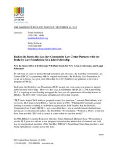 www.ebclc.org FOR IMMEDIATE RELEASE, MONDAY, DECEMBER 10, 2012 Contacts: Tirien Steinbach[removed] – 4040