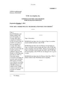 17 of 19 EXHIBIT 5 Additions underscored Deletions [bracketed] NYSE Arca Equities, Inc. SCHEDULE OF FEES AND CHARGES