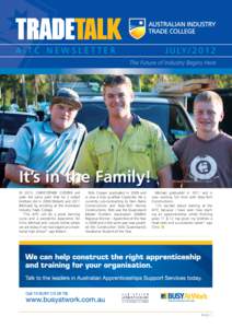 AITC NEWSLETTER  It’s in the Family! IN 2013, CHRISTOPHER COOPER will walk the same path that his 2 eldest brothers did in[removed]Robert) and 2011