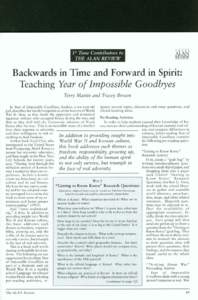 ALAN  v29n2 - Backwards in Time and Forward in Spirit: Teaching Year of Impossible Goodbyes