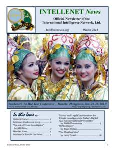 INTELLENET News Official Newsletter of the International Intelligence Network, Ltd. Intellenetwork.org  Winter 2013