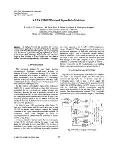 IMTC[removed]InsWmentatian and Measunment Technology Conference Vail. CO, USA[removed]May 2W3 A 2.5-V CMOS Wideband Sigma-Delta Modulator R. del Rio, E Medeiro, J.M. de la Rosa, B. PBrez-Verd6 and A. Rodriguez-Vbquez