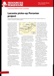 The Inside Story  By Wally Graham Laconia Resources Limited  Laconia picks-up Peruvian