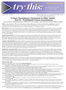 general assessment series Best Practices in Nursing Care to Older Adults From The Hartford Institute for Geriatric Nursing, New York University, College of Nursing  Issue Number 11.2, 2013