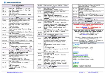 2015 SYLLABUS Sat 4 Sat 11 Sat 18 Sat 25