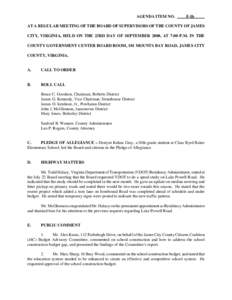 AGENDA ITEM NO.  F-1b AT A REGULAR MEETING OF THE BOARD OF SUPERVISORS OF THE COUNTY OF JAMES CITY, VIRGINIA, HELD ON THE 23RD DAY OF SEPTEMBER 2008, AT 7:00 P.M. IN THE