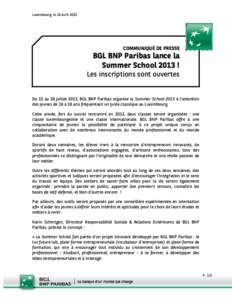 Microsoft Word[removed]CP Summer School BGL BNP Paribas FR.doc