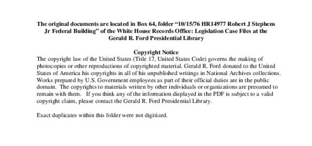 [removed]HR14977 Robert J Stephens Jr Federal Building