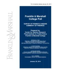Microsoft Word - January 2014 Franklin & Marshall College Poll Release_Draft