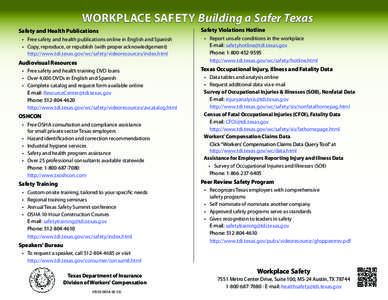 WORKPLACE SAFETY Building a Safer Texas