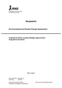 Bangladesh  Environmental and Climate Change Assessment Prepared for IFAD’s Country Strategic Opportunities Programme[removed]