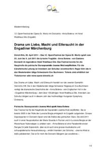 Medienmitteilung  12. OpernFestival der Opera St. Moritz mit Donizettis «Anna Bolena» im Hotel