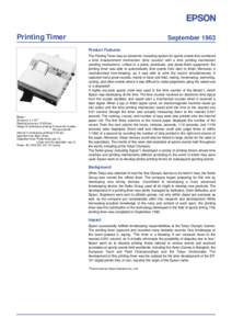 Printing Timer  September 1963 Product Features  Model I