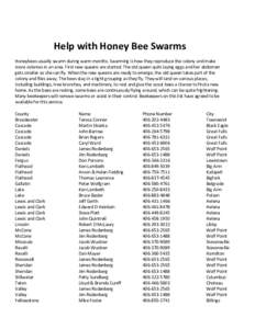 Help with Honey Bee Swarms Honeybees usually swarm during warm months. Swarming is how they reproduce the colony and make more colonies in an area. First new queens are started. The old queen quits laying eggs and her ab