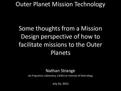 Outer Planet Mission  Technology Discussion