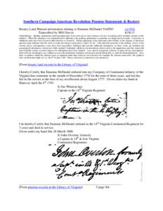 Southern Campaign American Revolution Pension Statements & Rosters Bounty Land Warrant information relating to Enamias McDaniel VAS583 Transcribed by Will Graves vsl 4VA[removed]