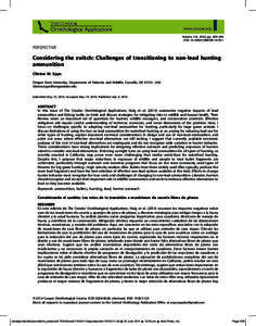 Volume 116, 2014, pp. 429–434 DOI: [removed]CONDOR[removed]PERSPECTIVE  Considering the switch: Challenges of transitioning to non-lead hunting