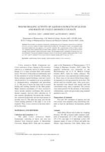 Acta Poloniae Pharmaceutica ñ Drug Research, Vol. 69 No. 6 pp. 1119ñ1123, 2012  ISSN[removed]Polish Pharmaceutical Society  WOUND HEALING ACTIVITY OF AQUEOUS EXTRACTS OF LEAVES