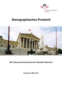 Stenographisches Protokoll[removed]Sitzung des Bundesrates der Republik Österreich Freitag, 30. März 2012