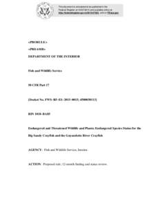 This document is scheduled to be published in the Federal Register onand available online at http://federalregister.gov/a, and on FDsys.gov <PRORULE> <PREAMB>