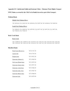Appendix 28 Confederated Salish and Kootenai Tribes – Montana Water Rights Compact FWP Claims co-owned by the CSKT to be finally decreed as part of the Compact: Flathead Basin Middle Fork Flathead River 76I, 
