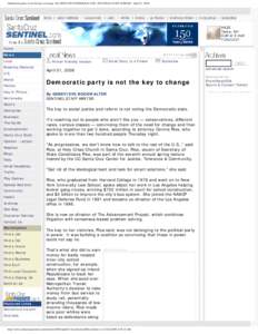 Democratic party is not the key to change - By GENEVIEVE BOOKWALTER - SENTINEL STAFF WRITER - April 21, 2006