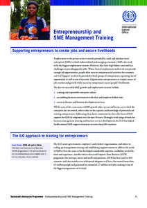 © M. Crozet/ILO  Entrepreneurship and SME Management Training Supporting entrepreneurs to create jobs and secure livelihoods Employment in the private sector is mainly provided by small and medium sized