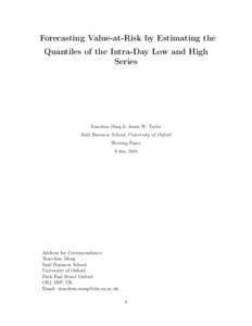 Statistics / Mathematical finance / Actuarial science / Probability distributions / Estimation theory / Technical analysis / Quantile / Volatility / Regression analysis / Value at risk / Normal distribution / Autoregressive conditional heteroskedasticity